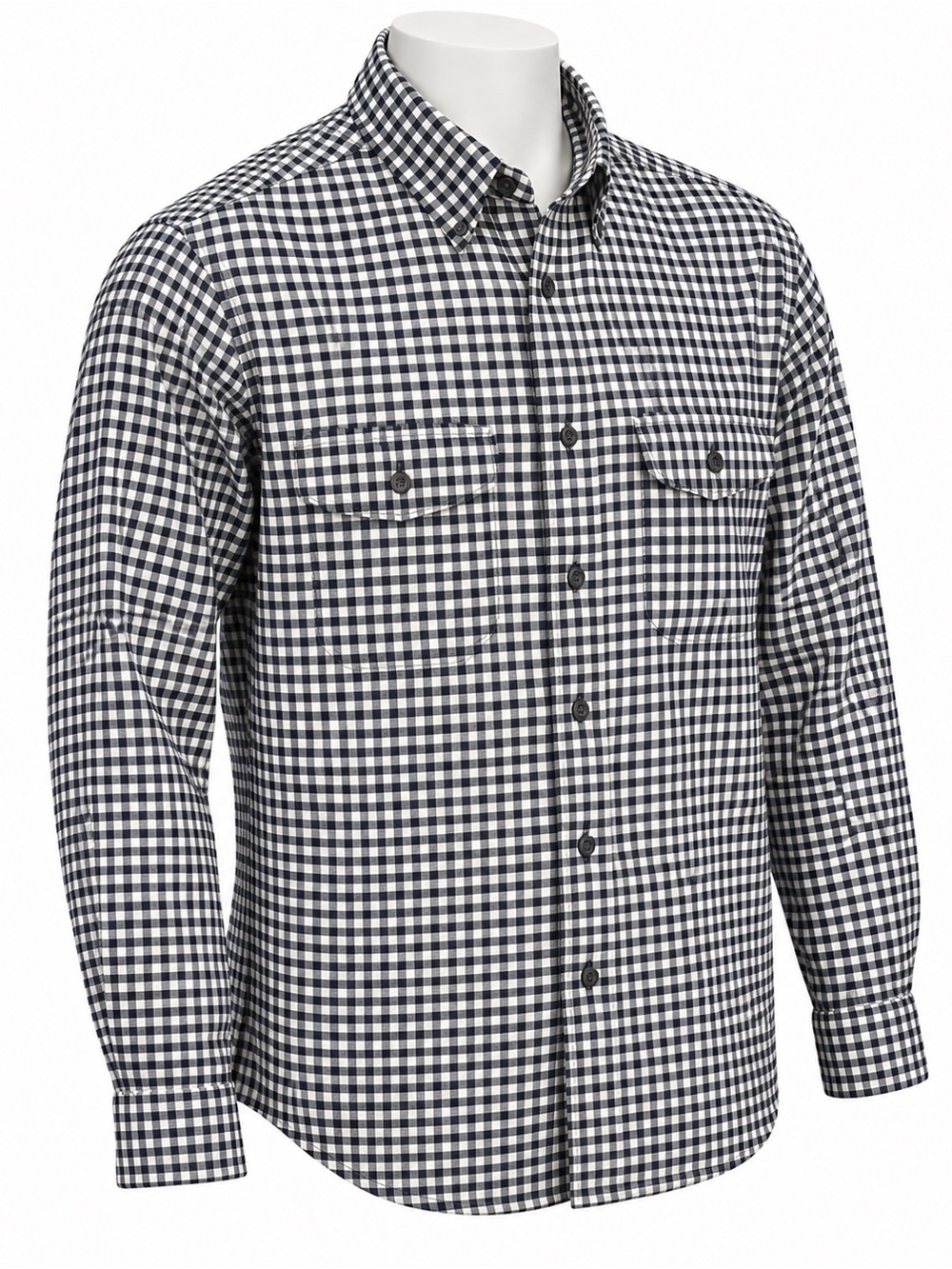 Vintage L.L.Bean Allagash Flannel Shirt Black White Gingham Check Button Up Sz M